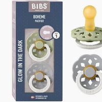 BIBS | Boheme GLOW Pacifiers 2 Pack - Sage/Cloud