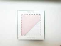 Terry Tots Hooded Towel in White with Pink Jacquard Bows